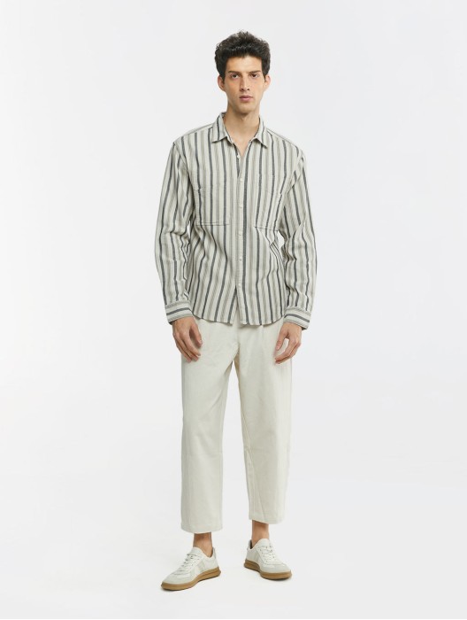 Stripe Long Sleeve Cotton Shirt