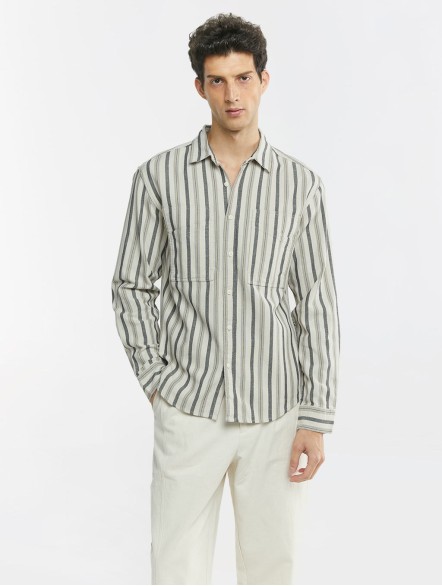 Stripe Long Sleeve Cotton Shirt