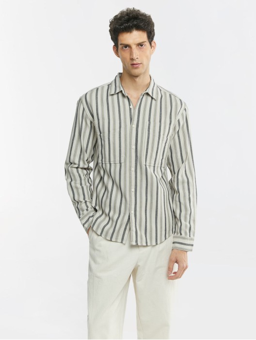 Stripe Long Sleeve Cotton Shirt