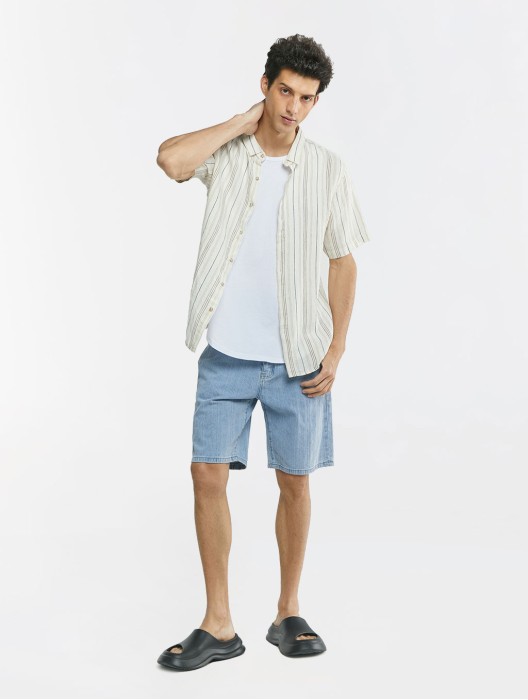 Stripe Short Sleeve Linen Shirt