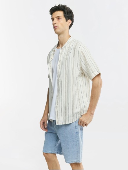 Stripe Short Sleeve Linen Shirt