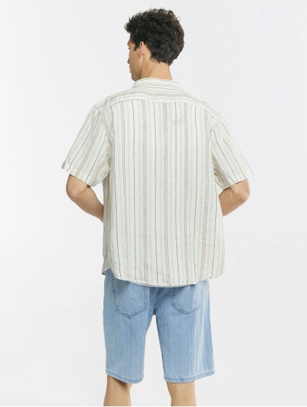 Stripe Short Sleeve Linen Shirt