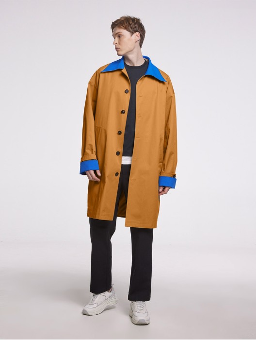 Contrasting Single-breasted Trench Coat