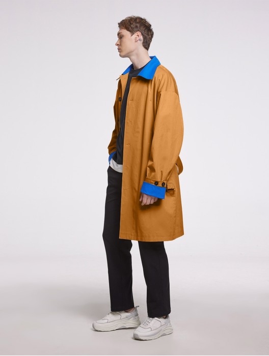 Contrasting Single-breasted Trench Coat