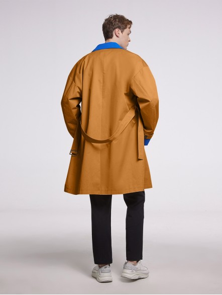 Contrasting Single-breasted Trench Coat