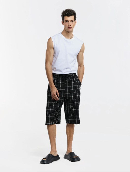 Elastic Waist Plaid Shorts