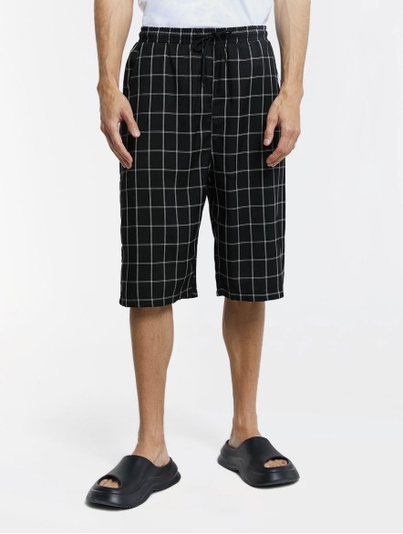 Elastic Waist Plaid Shorts