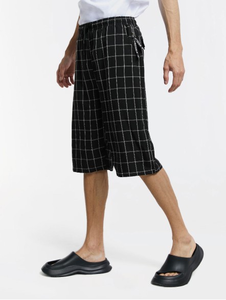 Elastic Waist Plaid Shorts