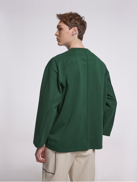 Dropped Shoulder Sweatshirt With Patch Chest Pocket