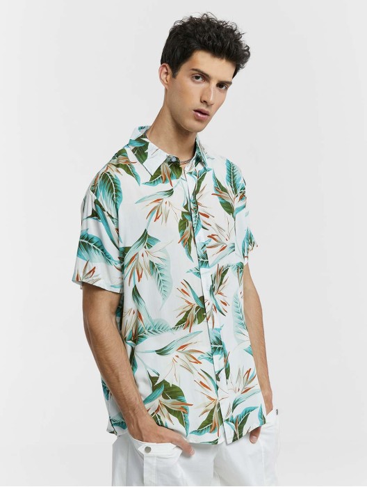 Flower Print Short-Sleeve Shirt