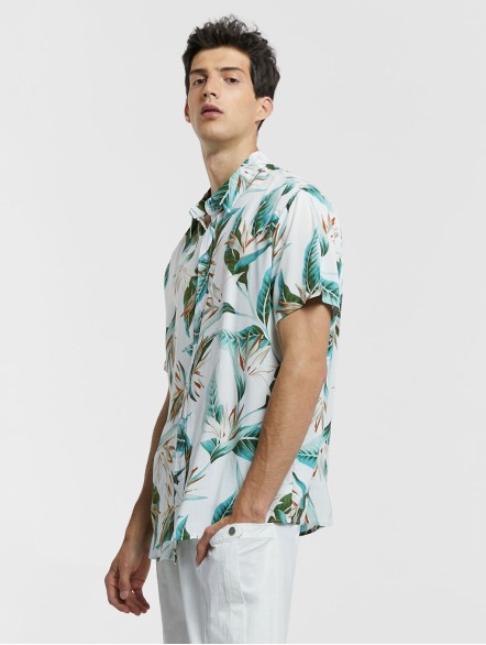 Flower Print Short-Sleeve Shirt