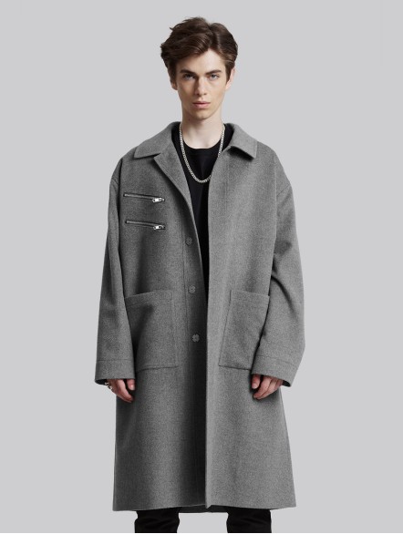 Double Zipper Wool Coat