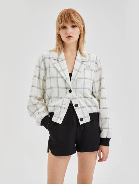 Checkered Relaxed-Fit Jacket