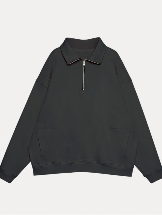 Plain Half-Zip Sweatshirt