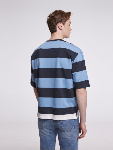 Striped Cotton Crewneck with Short Sleeves