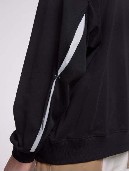 Half-Zip Sweatshirt With Patched Arm Slits