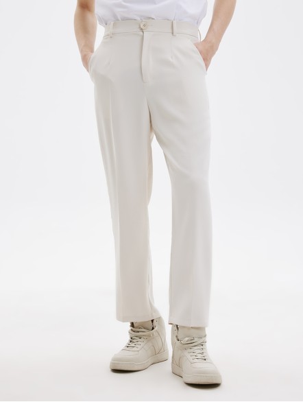 Classic Tailored Plain Straight-Leg Pants