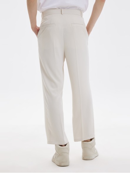 Classic Tailored Plain Straight-Leg Pants