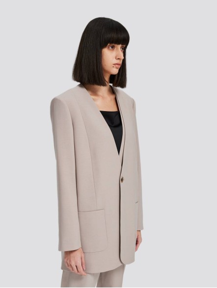 Single-breasted Wool-blend Suiting Blazer