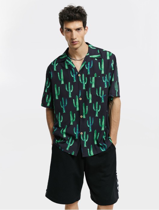 Cactus Print Short-Sleeve Shirt