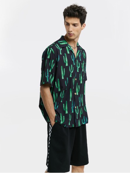 Cactus Print Short-Sleeve Shirt