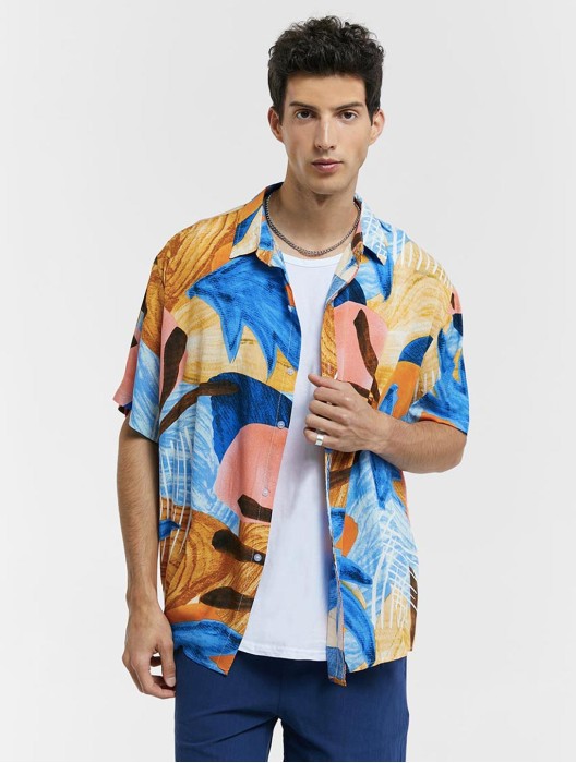 Abstract Print Short-Sleeve Shirt