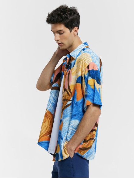 Abstract Print Short-Sleeve Shirt