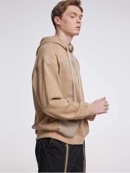 Drop Shoulder Patch Hoodie With Vague David Bronze