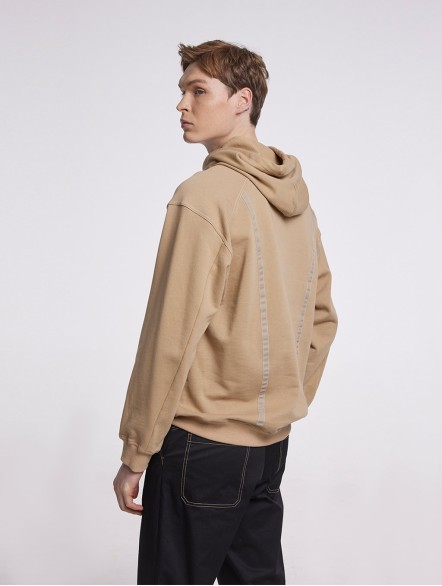 Drop Shoulder Patch Hoodie With Vague David Bronze