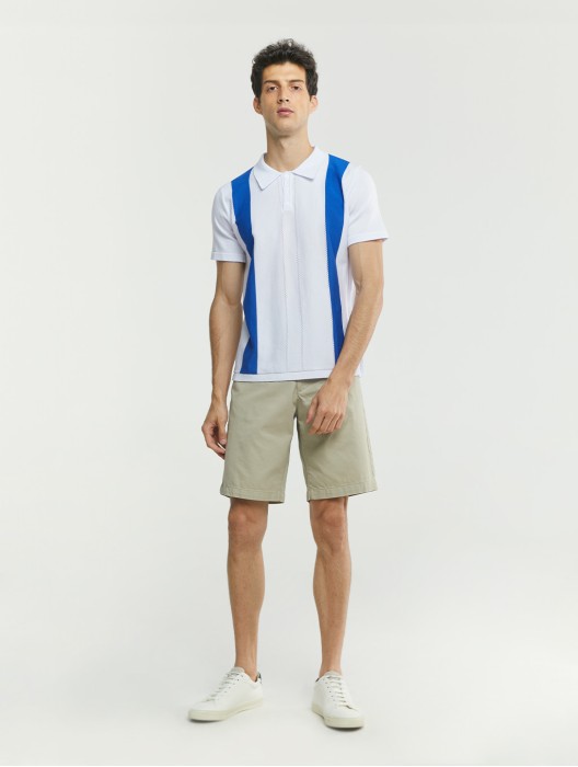 Two-Tone Stripe Polo Shirt