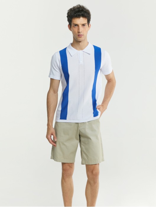 Two-Tone Stripe Polo Shirt