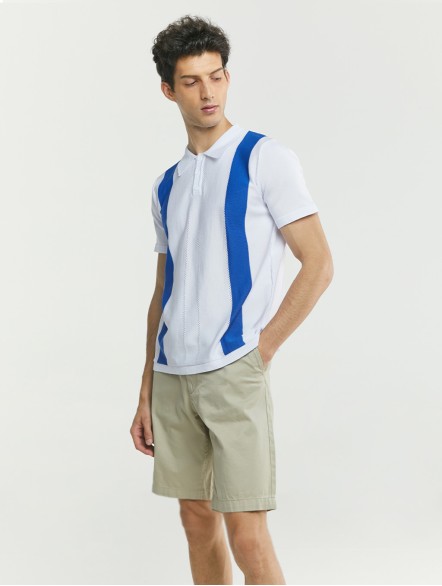 Two-Tone Stripe Polo Shirt