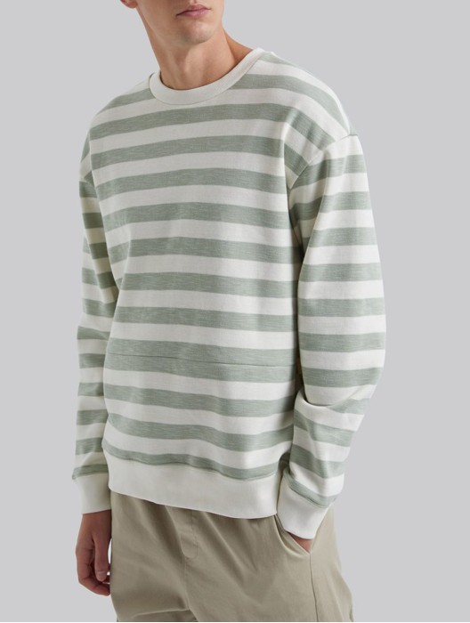 Stripe Crew Neck Pure Cotton Sweatshirt