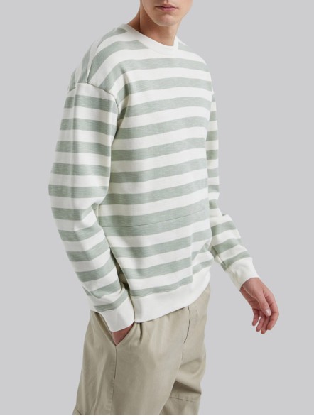 Stripe Crew Neck Pure Cotton Sweatshirt