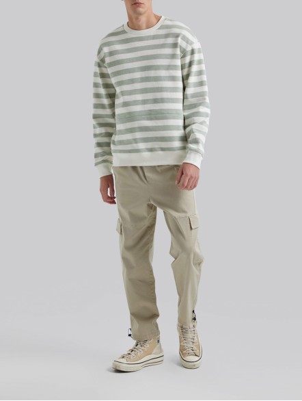 Stripe Crew Neck Pure Cotton Sweatshirt