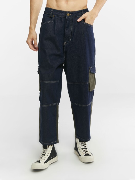 Cropped Denim Cargo Pants