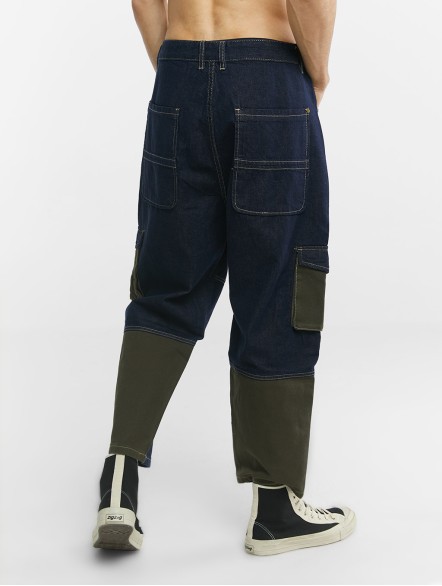 Cropped Denim Cargo Pants