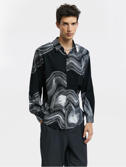 Abstract Print Long-Sleeve Shirt