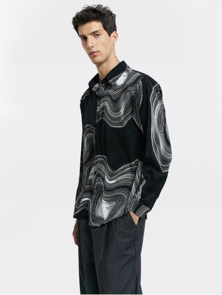 Abstract Print Long-Sleeve Shirt