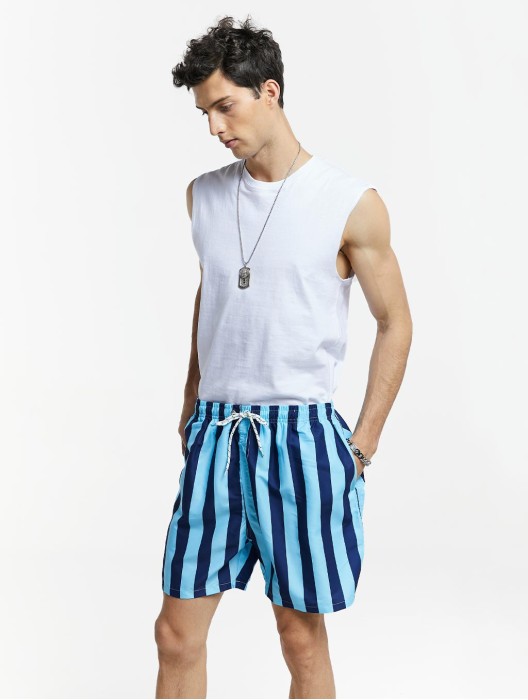 Two-tone Striped Beach Shorts