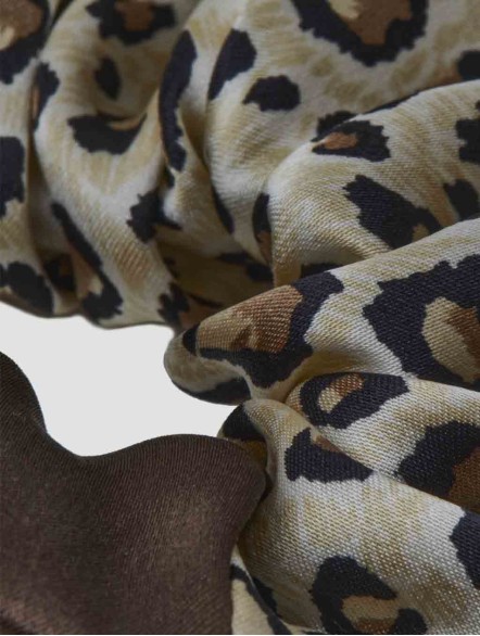 Silk Two-Tone Leopard Scrunchie