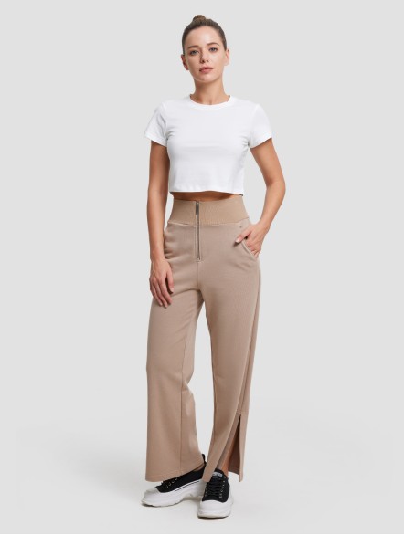 High-waist Threaded Slit Sweatpant