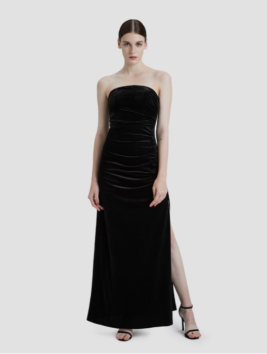 Strapless Velvet Evening Gown