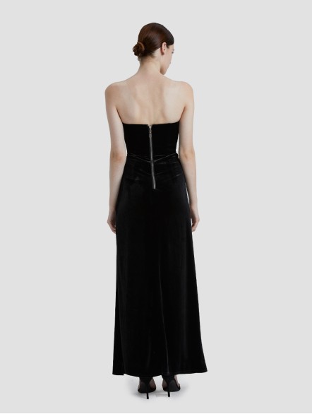 Strapless Velvet Evening Gown