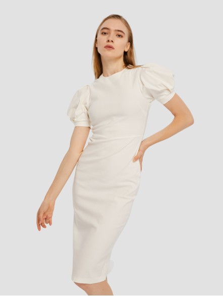 Puff Sleeve Sheath Dress