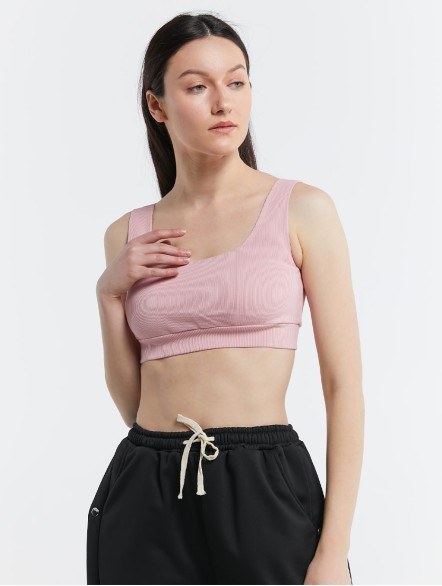 Ribbed Square Neck Sporty Bra