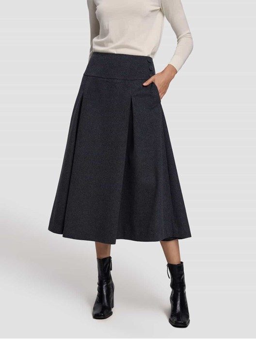 High-waist Full-circle Cashmere Skirt