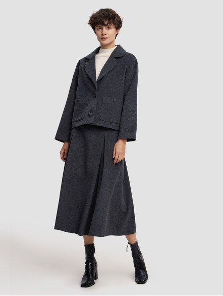 High-waist Full-circle Cashmere Skirt