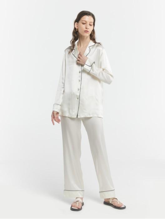 Chic Trimmed Silk Loungewear Set