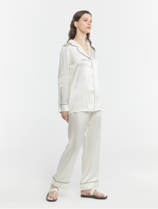 Chic Trimmed Silk Loungewear Set